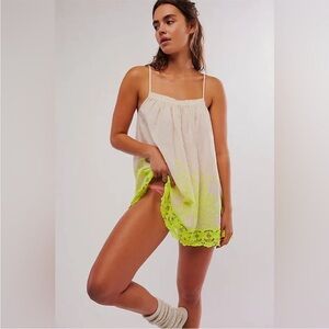 NWOT Free People Day Glow Shapeless Slip Cream/Highlighter Yellow SMALL